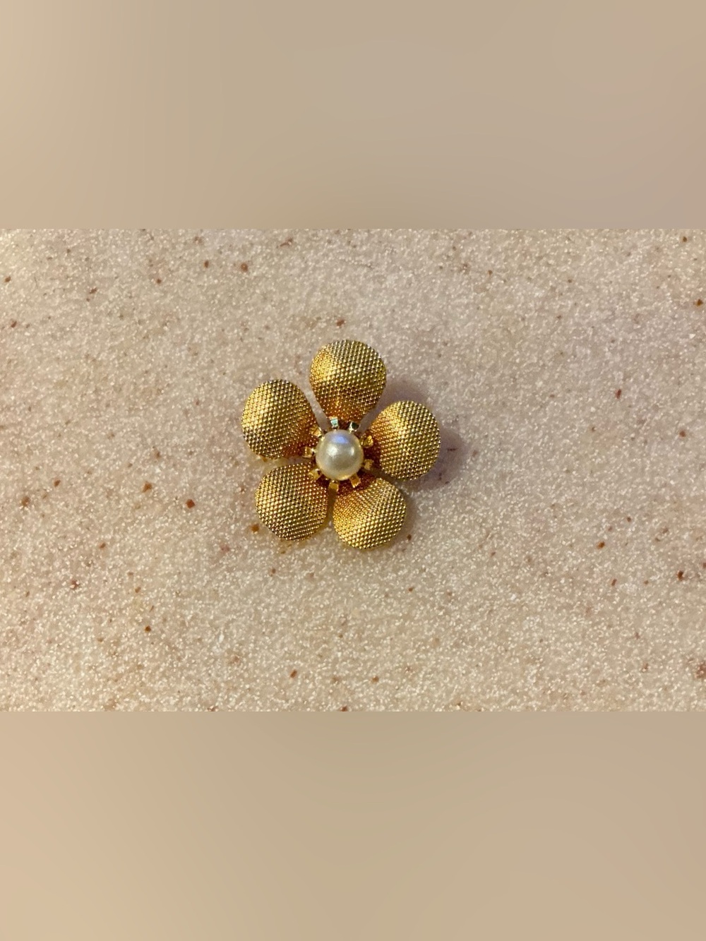 Gold Flower Brooch with Pearl Center - Women Jewelry